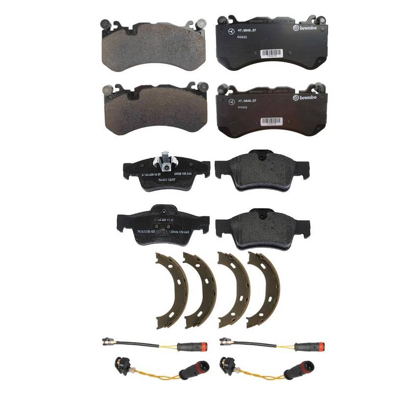 Mercedes Disc Brake Pad Set Kit - Front and Rear (With Shoes and Sensors) 008420412028